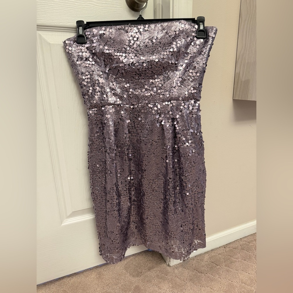 BCBG Strapless Lavender Sequin Party Dress